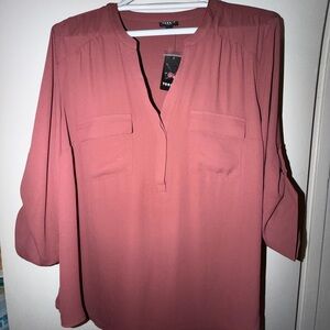 Torrid Rose Mauve Split-Neck Tunic Blouse size 1